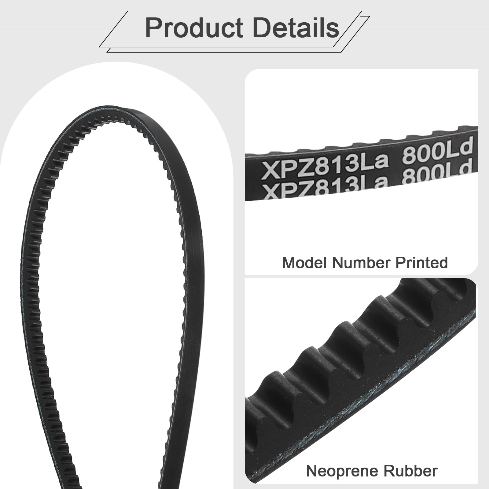QUARKZMAN 3pcs XPZ800 EPDM Courroie Trapézoïdale, Section en Coin en Caoutchouc Industriel à Bord Coupé 10mm de Largeur x 800mm de Circonférence de Pas