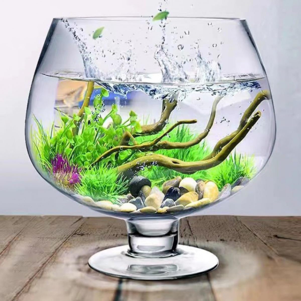 Veemoon Aquarium Multifonction en Verre Transparent pour Poisson Betta, Capacité 4000ml, Surface Lisse Pratique, pour Maison et Jardin