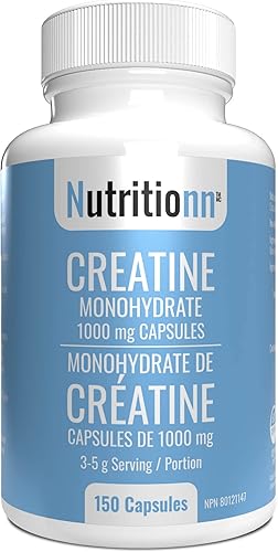 Nutritionn Monohidrato de creatina 1000 mg Cápsulas 0.11-0.18 oz Porción, 150 Cápsulas - Aumenta la masa muscular magra - Suplemento deportivo y