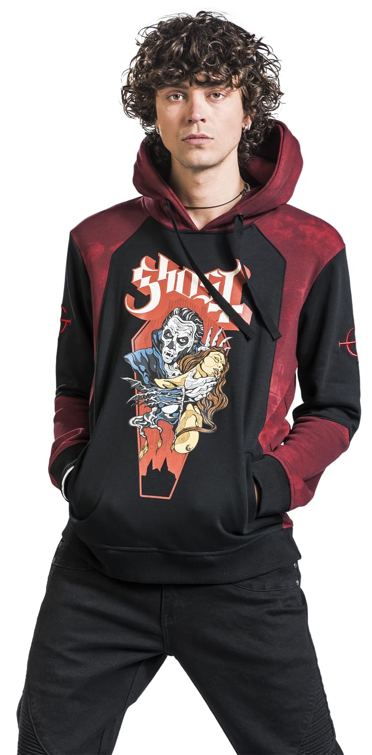Ghost EMP Signature Collection Uomo Felpa con Cappuccio Nero/Rosso Scuro
