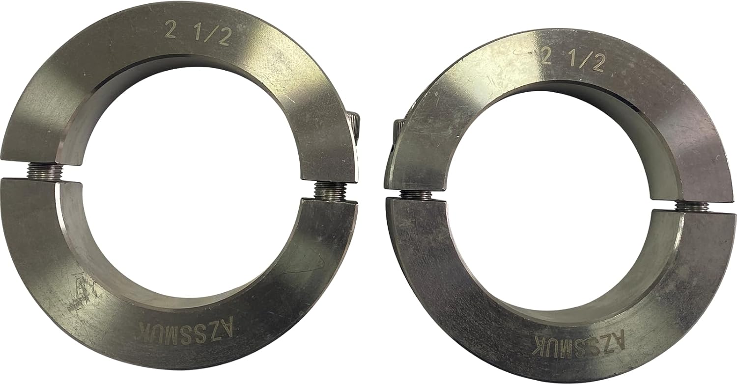 AZSSMUK Shaft Collar Bore Size 2-1/2'' Two Pieces Split Shaft Collar Stainless Steel Lock Collar Clamp Set Screw (2, 2-1/2'')
