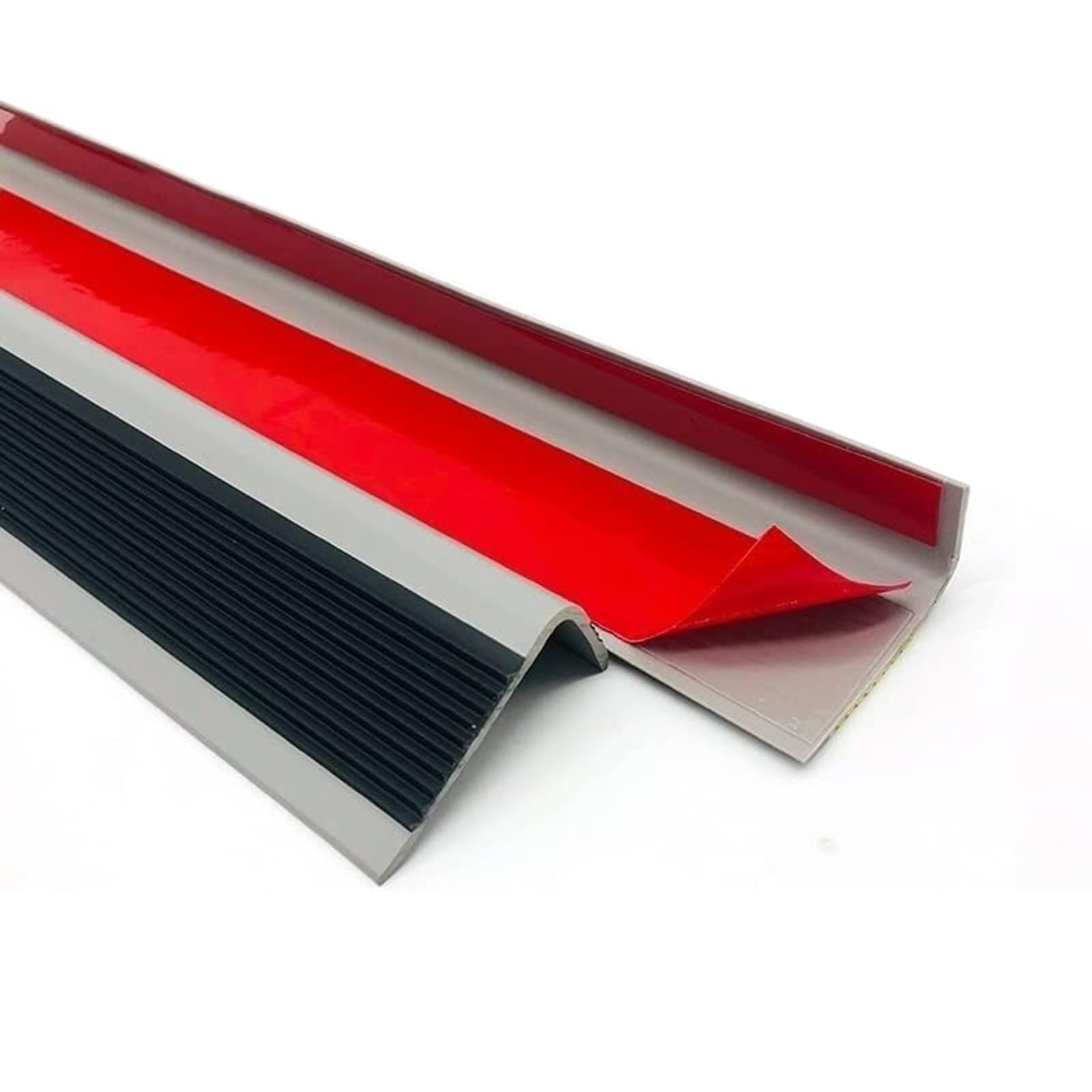 Strisce autoadesive per scale in PVC antiscivolo, pretagliate, per interni ed esterni, angoli antiscivolo per la sicurezza (nero grigio 7,11 m)