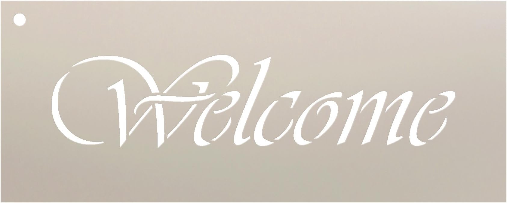 Welcome Stencil by StudioR12 | Baroque Script Word Art - Mini 10 x 4-inch Reusable Mylar Template | Painting, Chalk, Mixed Media | Use for Journaling, DIY Home Decor - STCL589_2