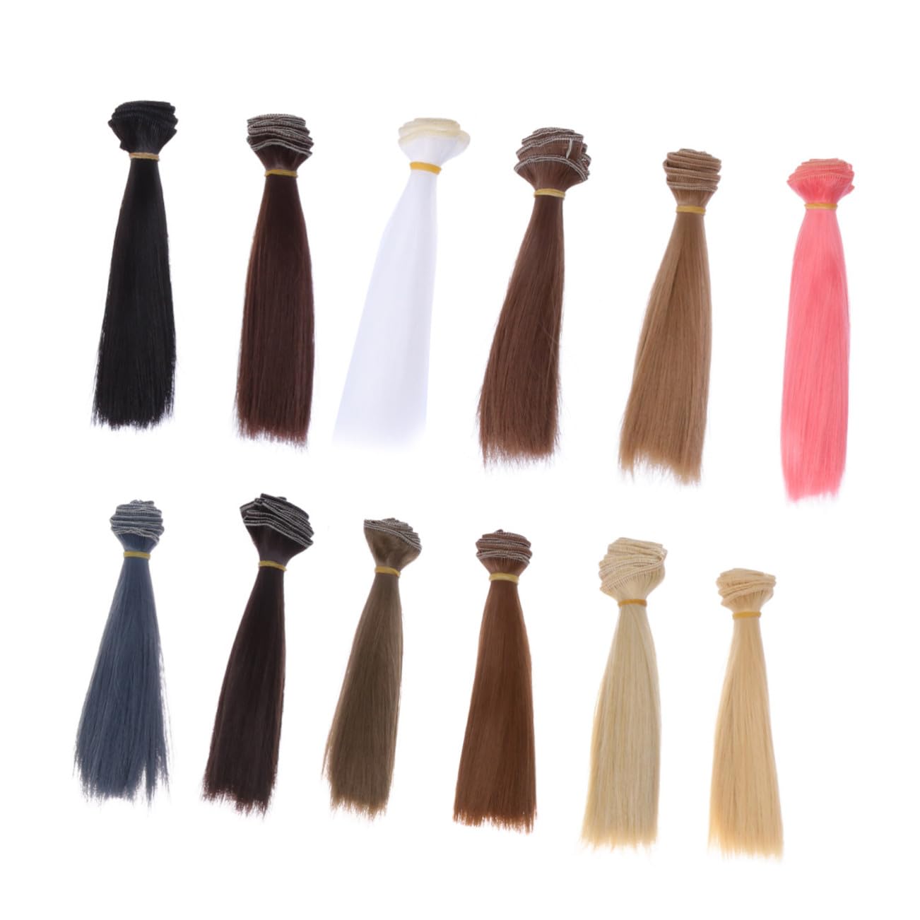 SUPVOX Parrucca Mini per Bambole Liscia Resistente al Calore 6 Pezzi Estensioni di Capelli Sintetici con Rete Elastico per Fai da Te 6.69In X 1.18In X 0.39In