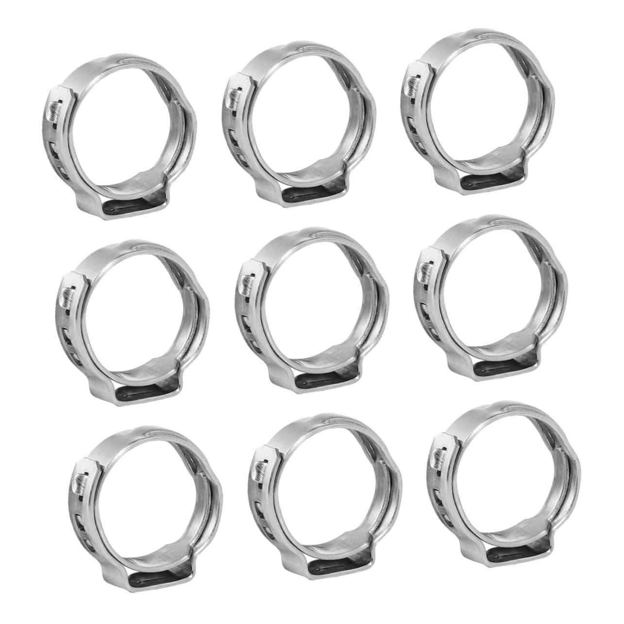 IWOWHERO 50pcs Stainless Steel Single Ear Clamp Hose Clip Drive Hose Clip Easy to Loosen Tighten