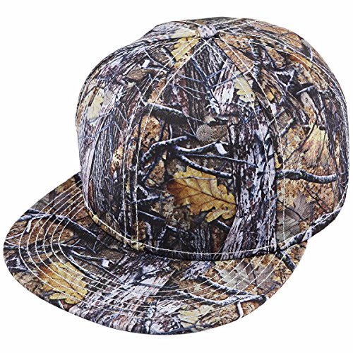 Samtree Unisex Snapback Hat,3D Camo Leaves Printed Outdoor Hunting Flat Brim Baseball Cap (01-Yellow Leaves)