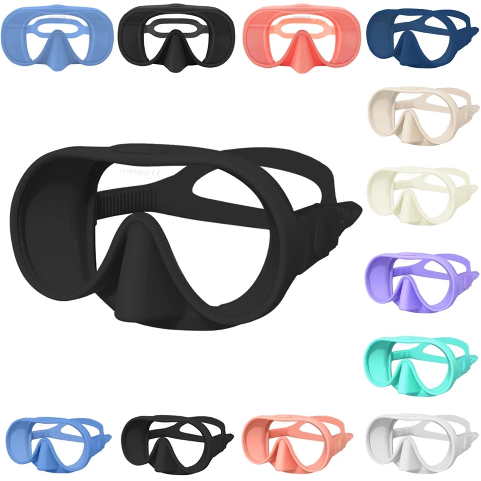 Tauchmasken Taucherbrille Taucherbrille Schnorchelanzug Tauchmaske Schnorchelmaske Ultraweites Sichtfeld Antibeschlag(Off-White)