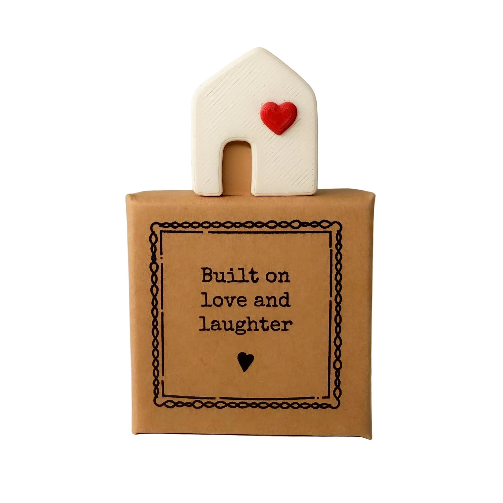 Image Industry “Built on Love and Laughter” Tiny Little Gift – House Mini Figurine Keepsake | Best Friend & Loved One Sentimental Valentine Gift | Cute UK Handmade Token Present