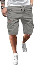 Ougelebo Men's Cargo Shorts Elastic Waist with Drawstring