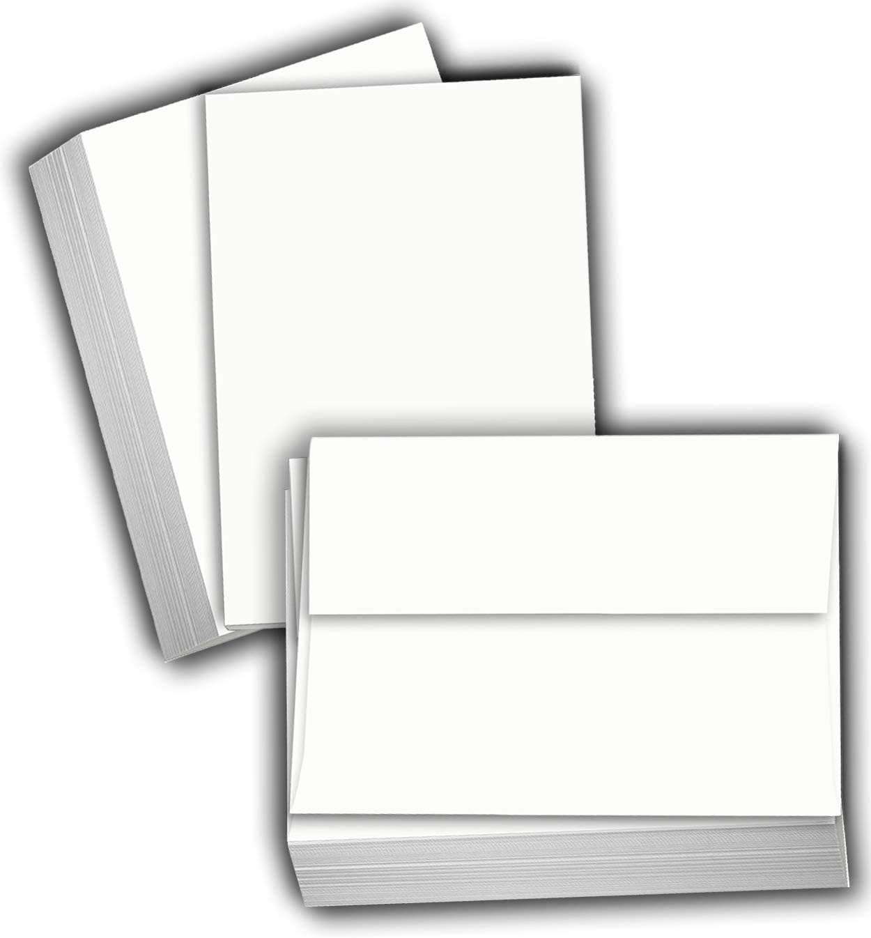 Hamilco White Cardstock Paper, Flat A6 Cards with Envelopes – 4.5" x 6.25", 80 lb Cover, Blank Index, Note & Postcard Cards, 100 Pack