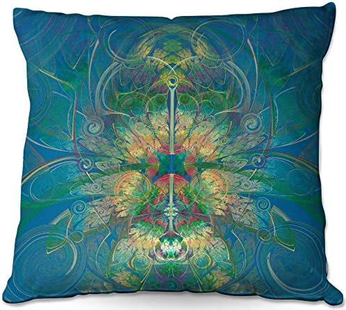 Made in USA Outdoor Patio Couch Quantity 1 Throw Pillows from DiaNoche Designs by Pam Amos - Flower Lady Blue Yellow