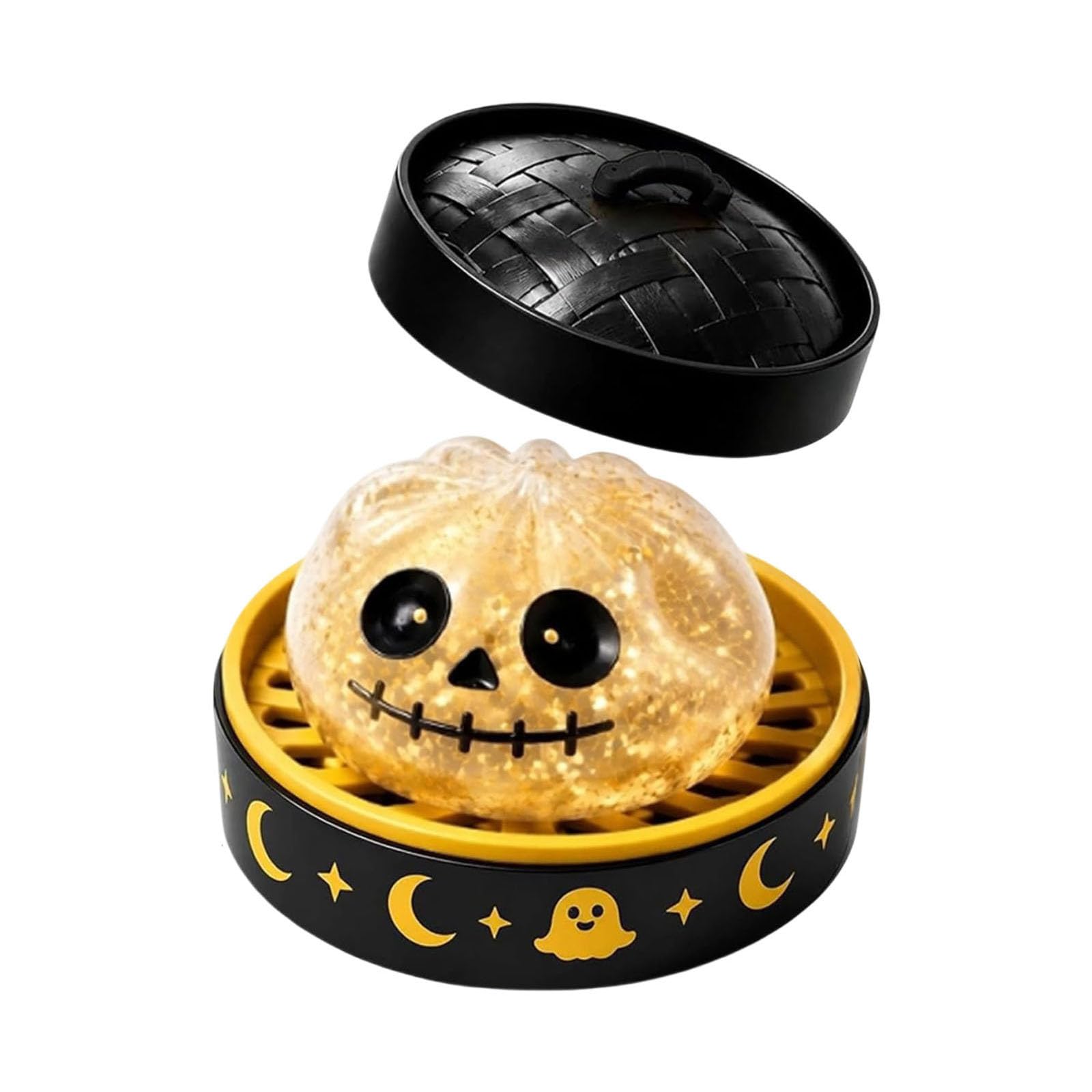 Halloween Steamed Bun Stress 𝓽𝓸𝔂 with Steamer Basket Relief Fidget Surprise Gift for Adults (I)