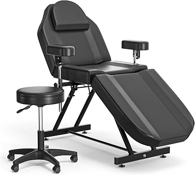 Tattoo Chair for Client with Beauty Stool Adjustable Tattoo Bed for Esthetician Spa Facial Chair for Beauty & Spa Facial Beauty Services