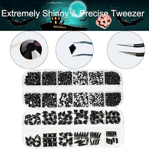 Miniatura 8 de 2680 gemas de uñas de diamantes de imitación verde esmeralda, 120 dijes de uñas grandes de color verde oscuro con cuentas redondas de parte trasera