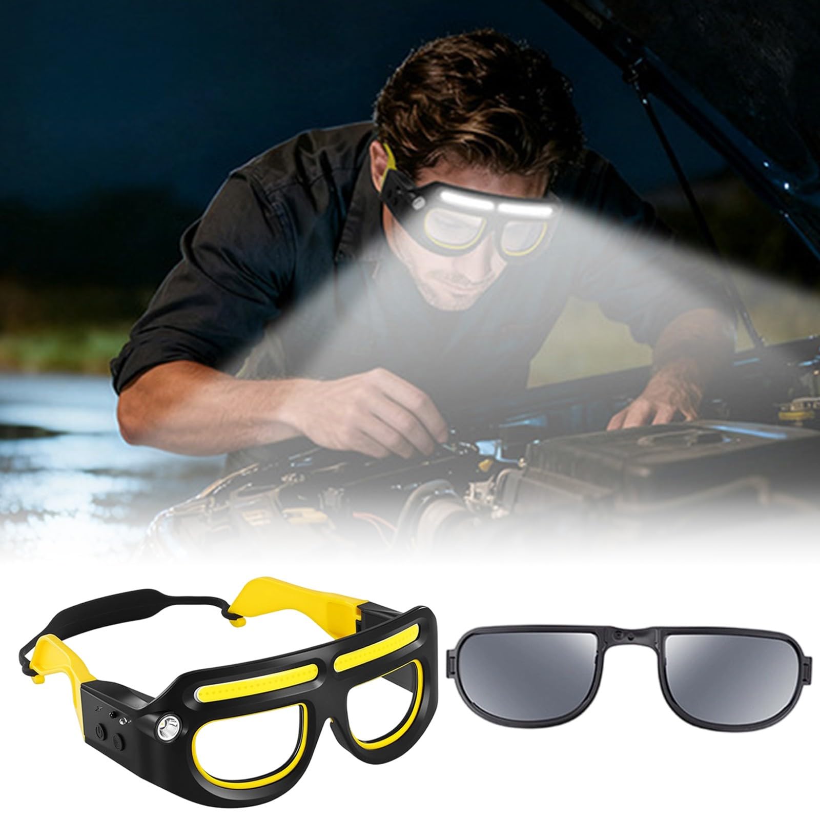 Gafas de seguridad LED con brillo ajustable, gafas versátiles para ciclismo, correr, pesca, senderismo y trabajo, mejoran la visibilidad nocturna y la protección