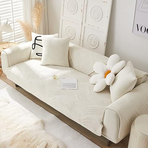 Miniatura 4 de XSlive Funda de terciopelo súper suave para sofá, con bordado geométrico, gruesa y cálida, funda de sofá modular cómoda de felpa antideslizante,