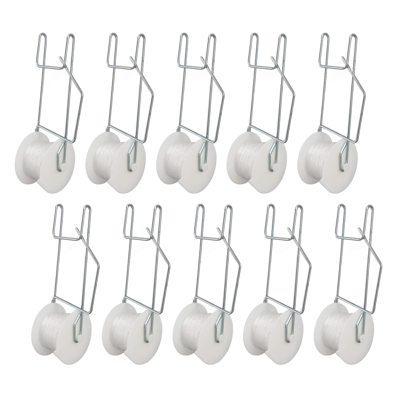 Agatige 10pcs Tomato Roller Hooks with String, 15m Twine Reusable Plant Support Clips Tomato String Trellis Spool for Cucumber Loofah Grapes