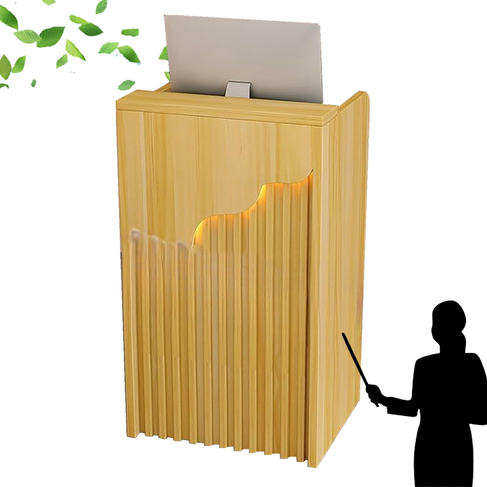 Generico Banco Reception Moderno con luci e cassetti con Serratura, Elegante banco Cassa e registratore di Cassa per Salone, Ufficio, supermercato, Noce Giallo, 60 cm