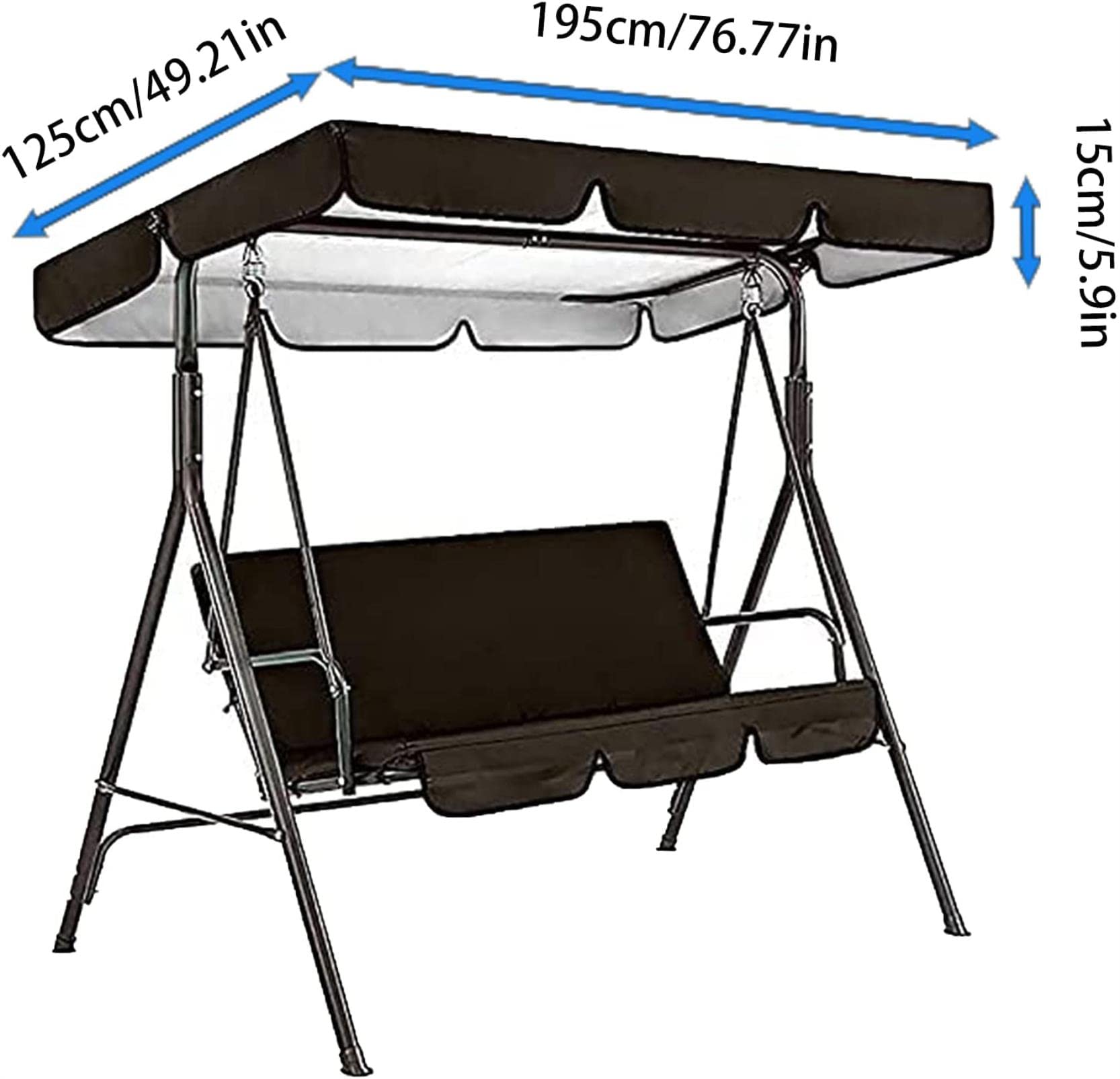 Tetto di ricambio universale, Copertura per altalena da patio, set di copertura impermeabile per neve, tenda da sole di ricambio, sedia a dondolo, copertura per giardino esterna per protezione da tut