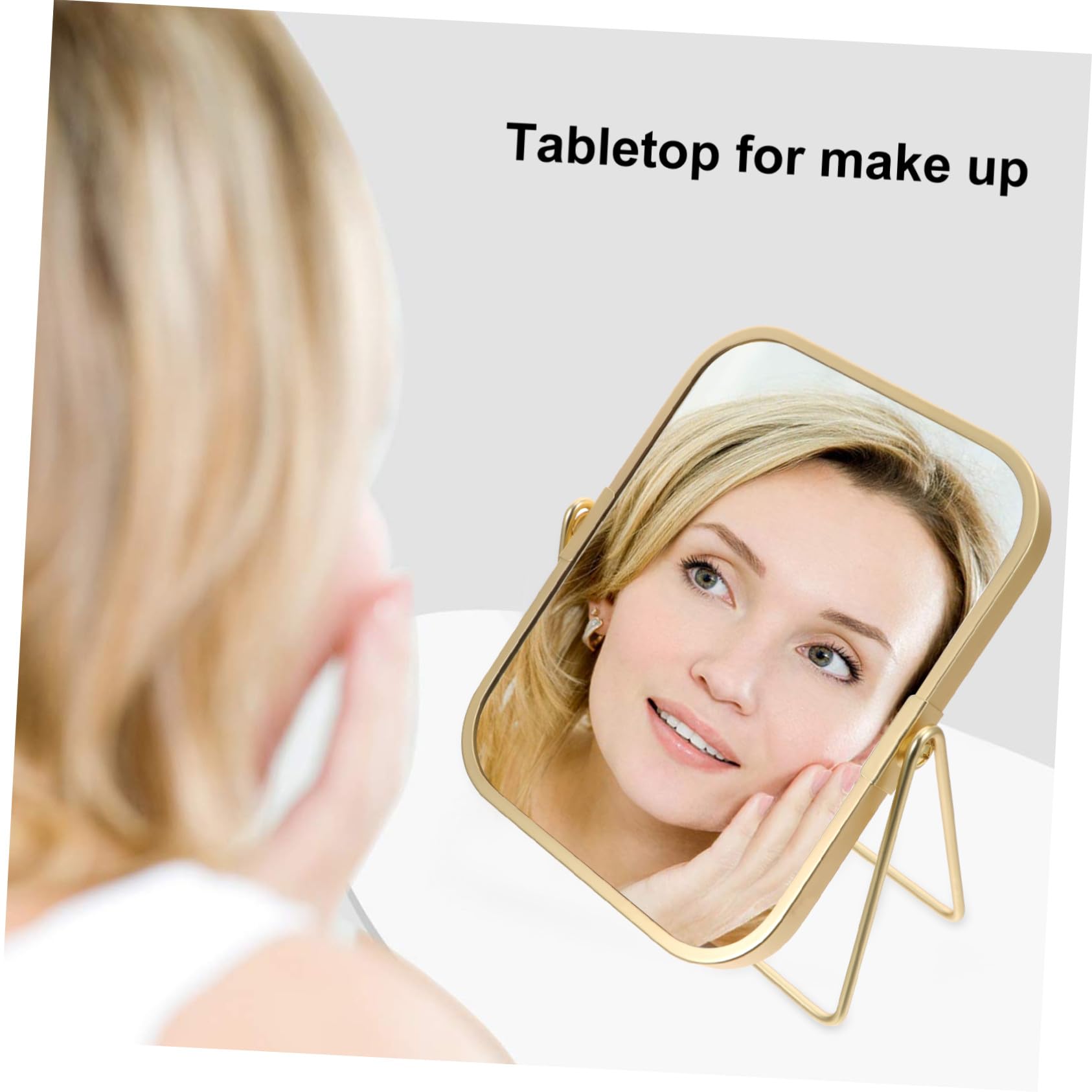 Hemobllo Specchio da Trucco da Tavolo Doppio Lato in Metallo Oro con Rotazione a 360 Gradi, Design Moderno e Funzionale per Tavoli da Trucco e Camere da Letto