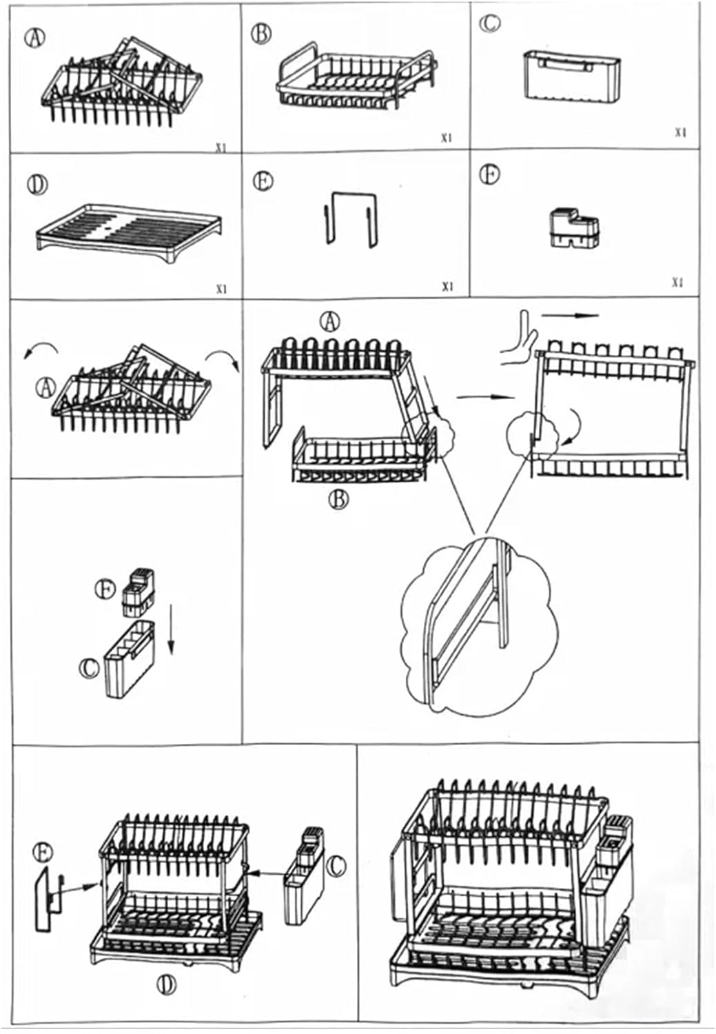 Space Saving Double Layer Dish Drainer with Removable Accessories Rustproof Construction for Countertop Storage Kitchen Countertop Organizers