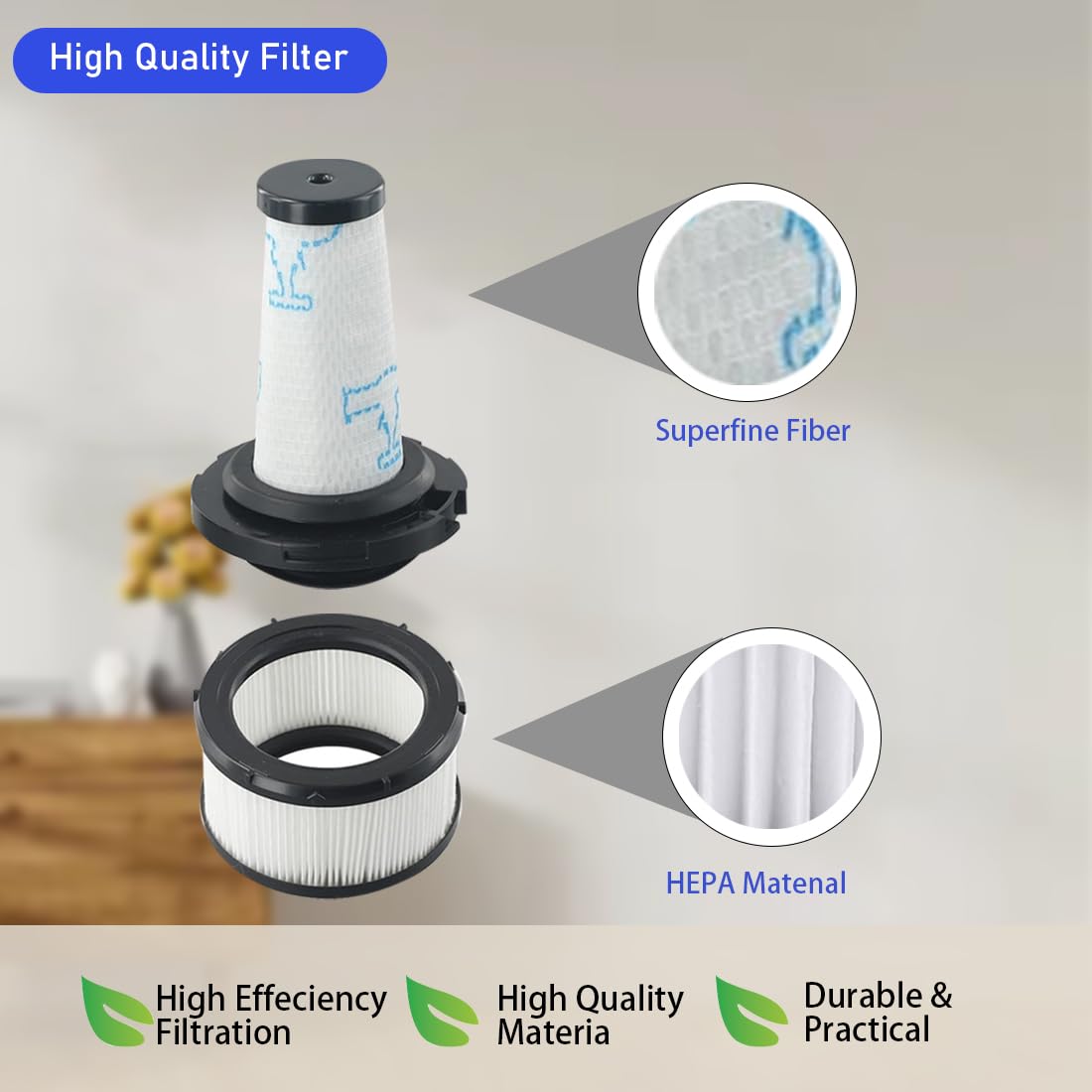 Filtri per Rowenta X-FORCE FLEX 9.60 e X-NANO ESSENTIAL RH20xx, 2 Filtri pre + 2 Filtri motore per Rowenta X-FORCE FLEX 9.60, Filtri di Ricambio per ZR009010,ZR009012
