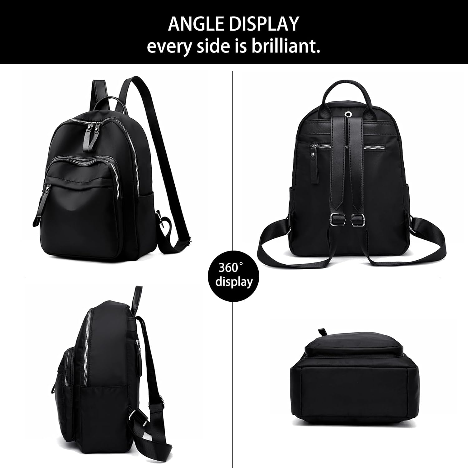Small Women Backpack Purse, Waterproof Mini Backpack for Women Black Travel Bookbag Shoulder Bag, Lightweight Ladies Fashion Daily Backpack Anti-theft Casual Daypack - Image 5
