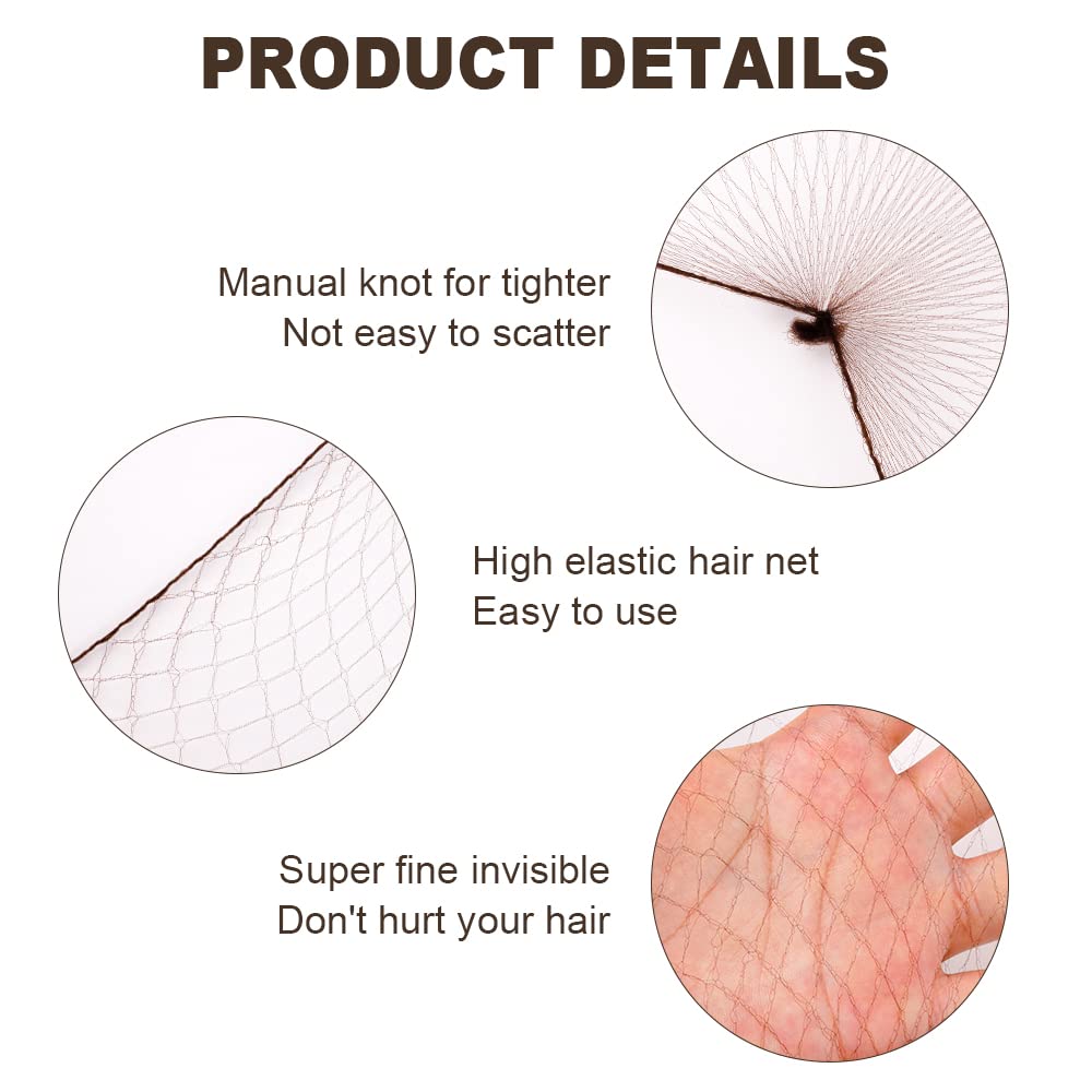 URAQT Redecilla Pelo 35pcs Moño Ballet Niña Borde Elástico Nylon Accesorio Peinado Café Marrón