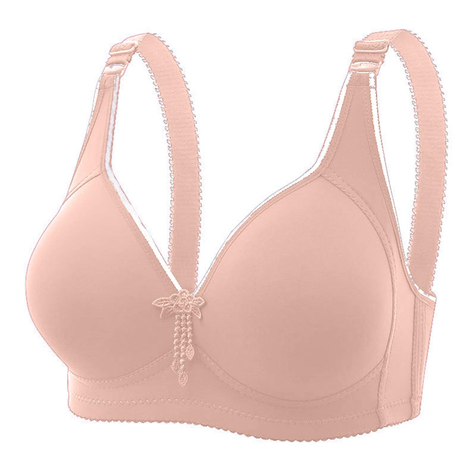 Cómodo Sujetador con Aros Transpirable for Mujer Talla Grande, De Maternidad Sin Costuras Cuatro Cierres, Elevación Refuerzo, Diseño Simple, Oro Rosa, 12(Red,16)