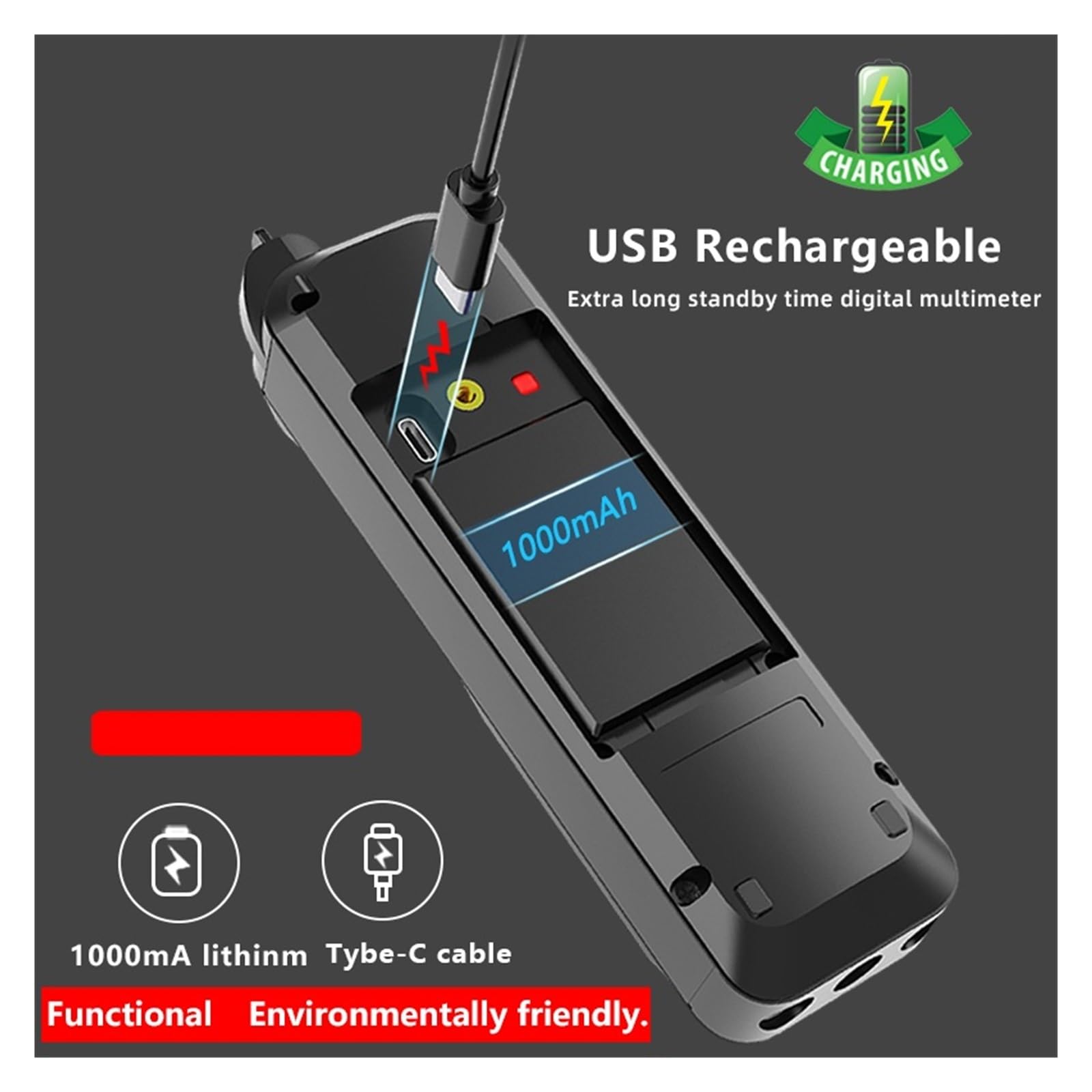 Multimetr Cyfrowy 600 V 4000 Zlicza Ture AC DC NCV Inteligentny Tester Miernik Napięcia Rezystancji Szybko Dokładnie Łatwy Odczyt(ZL128B charging PRO)