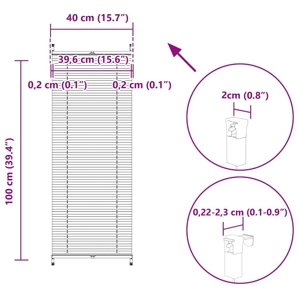 vidaXL Roleta plisowana, kremowa (40x100cm)