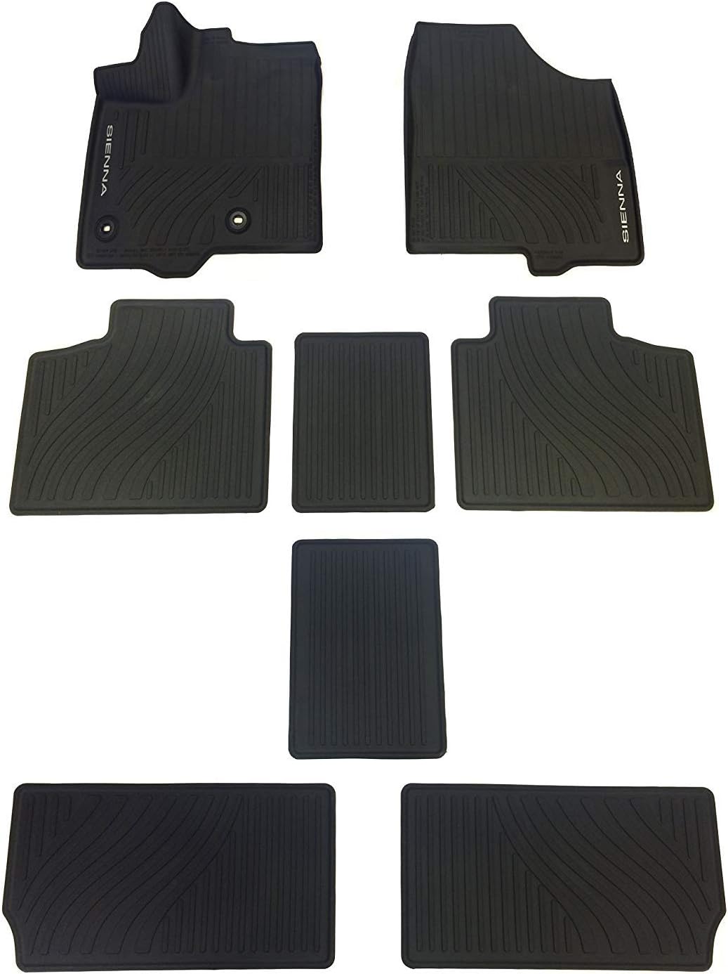 Genuine Toyota 2017-2020 Sienna Rubber All Weather Floor Liners/Mats (8 Piece Set) PT908-08170-02