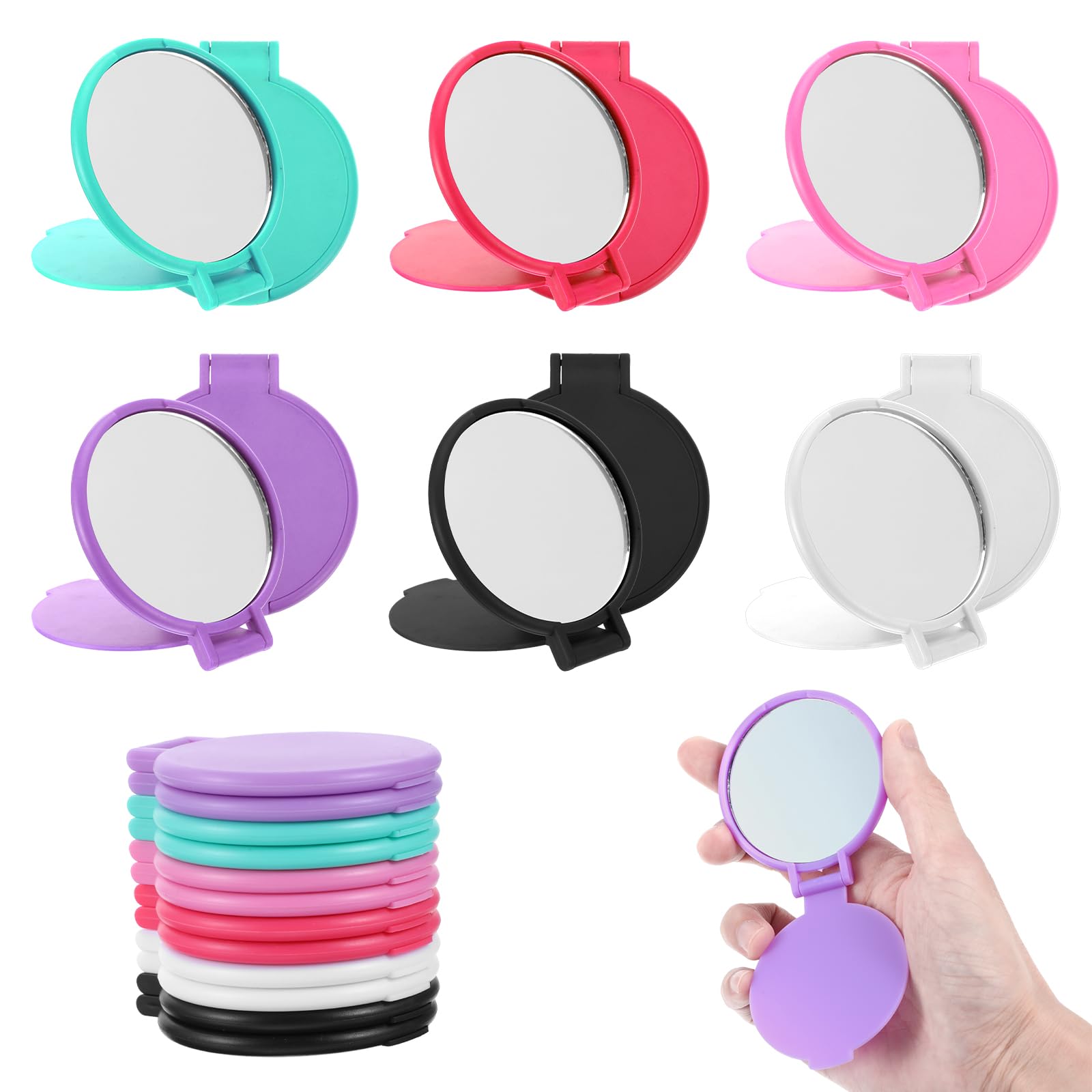 12 mini espejos plegables portátiles redondos compactos de bolsillo de 2.4 pulgadas, espejo de viaje vintage pequeños espejos de maquillaje para bolso, uso diario, recuerdos de fiesta, regalos