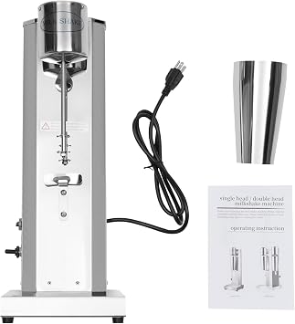 Commercial Milkshake Machine 180W Pure Copper Motor 18000RPM, Dual Gear Drink Mixer with Smart Micro Switch & 22oz Cup, Stainless Steel Milk Tea Blender for Coffee Shops and Restaurants