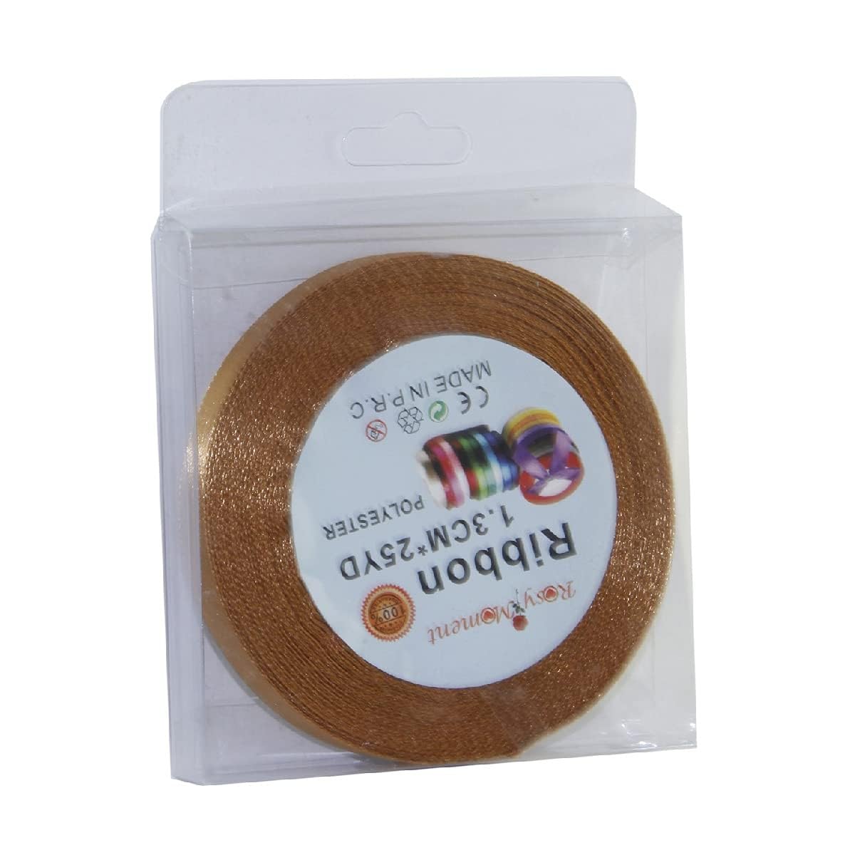 Rosymoment Ribbon Satin Fabric Ribbon For Gift Package Wrapping Hair Bow Clips Making Crafting Sewing Wedding Decorations Width1.3Cm*25Yards Rbn-8574 - Brown