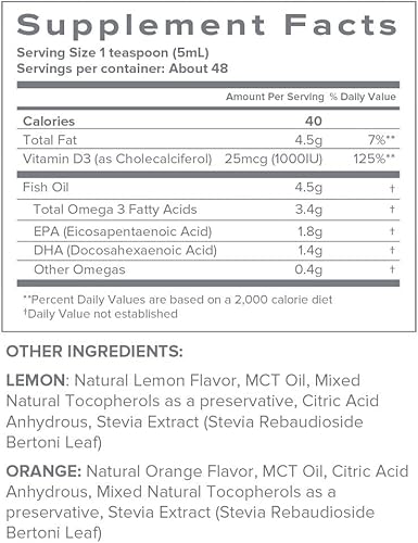 Miniatura 2 de Aceite de pescado de limón Super Omega 3  vitamina D de SFH  Altamente concentrado 3900 mg Omega 3  1000 IUs Vitamina D3  Abadejo de Alaska de