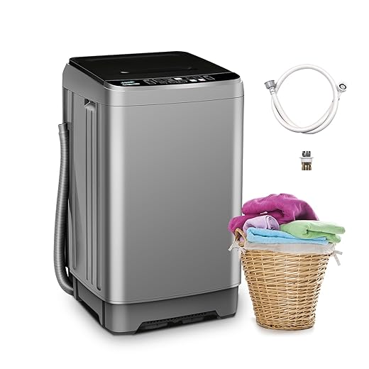 Portable Washing Machine, 17.7lbs Full-Automatic Small Washing Machine for Apartment, 10 Wash Programs with Drain Hose Dorm Size Portable Washer for RV, Home, College, Grey