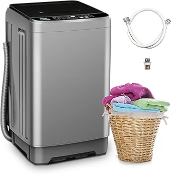 Portable Washing Machine, 17.7lbs Full-Automatic Small Washing Machine for Apartment, 10 Wash Programs with Drain Hose Dorm Size Portable Washer for RV, Home, College, Grey