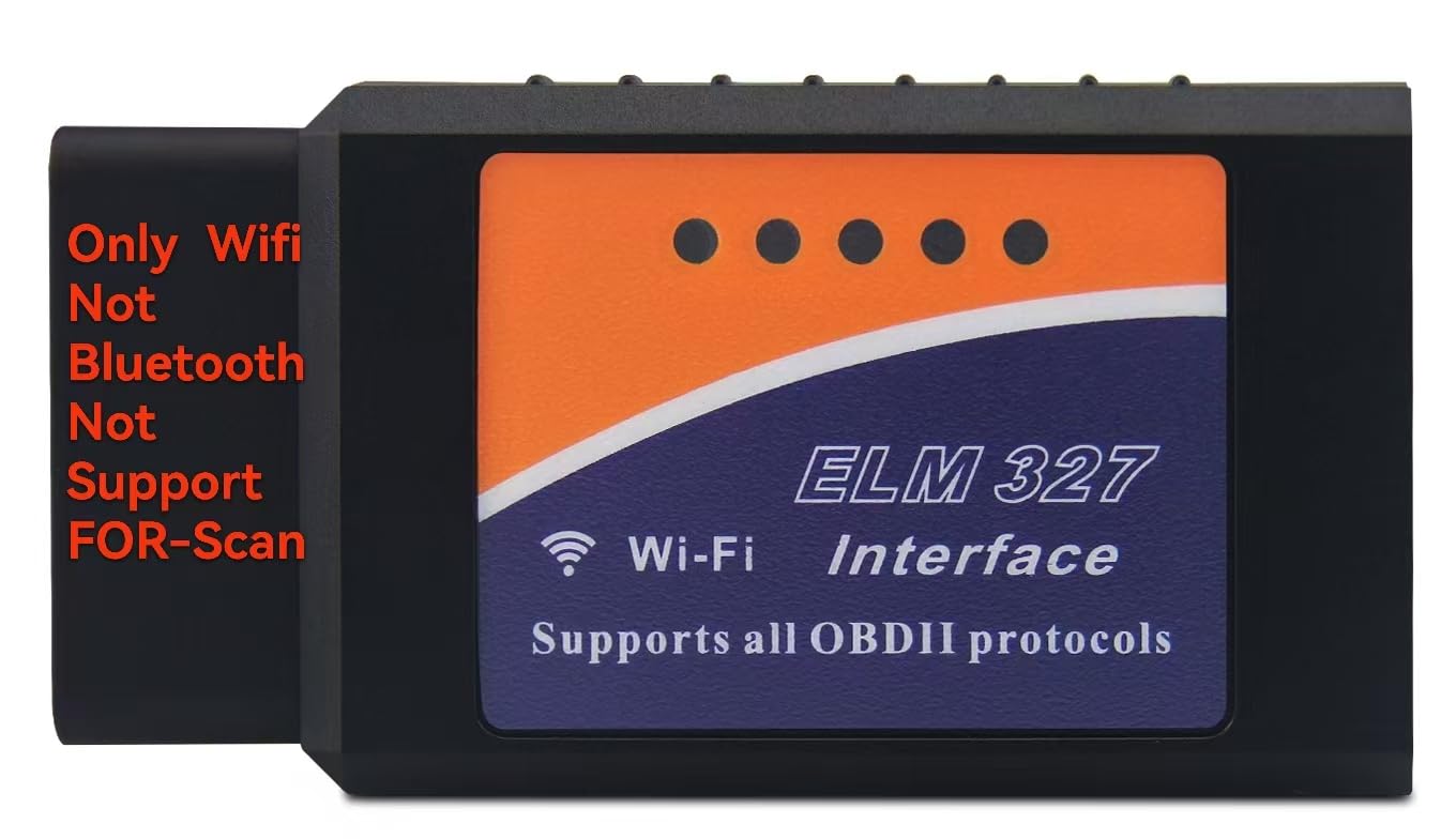 WiFi ELM327 OBD2 Adapter Scanner Reader for iOS iPhone and Android Phones OBD2 to WiFi OBD 2 ELM 327 Adapter Scanner Diagnostic Scan Tools OBDii ELM327 Interface Code Readers for Ford GM Chevy etc