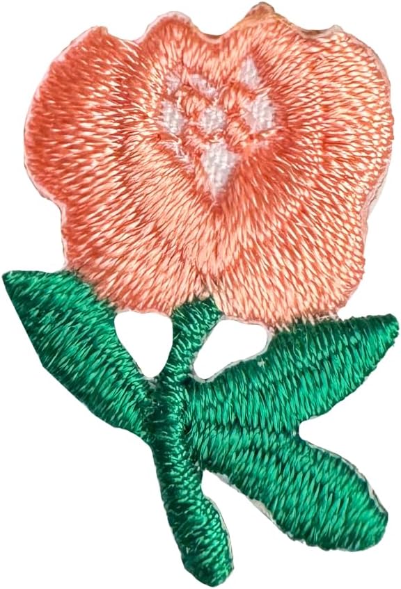 Rose Press on Applique/Patch (3/4" Wide X 1" High) - 12 Pieces (Peach)