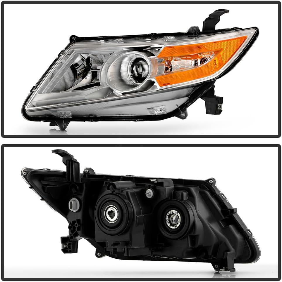 KEEKPO - For 2011-2017 Honda Odyssey Halogen Type Chrome Housing Projector Headlights Headlamps Replacement Left+Right