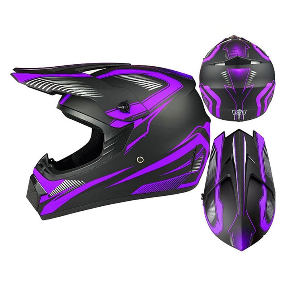 Casque de Motocross pour Adulte, Homologué Dot, pour Jeunes, Tout-Terrain, pour VTT, BMX, MX, VTT, avec Lunettes, Gants Et Masque