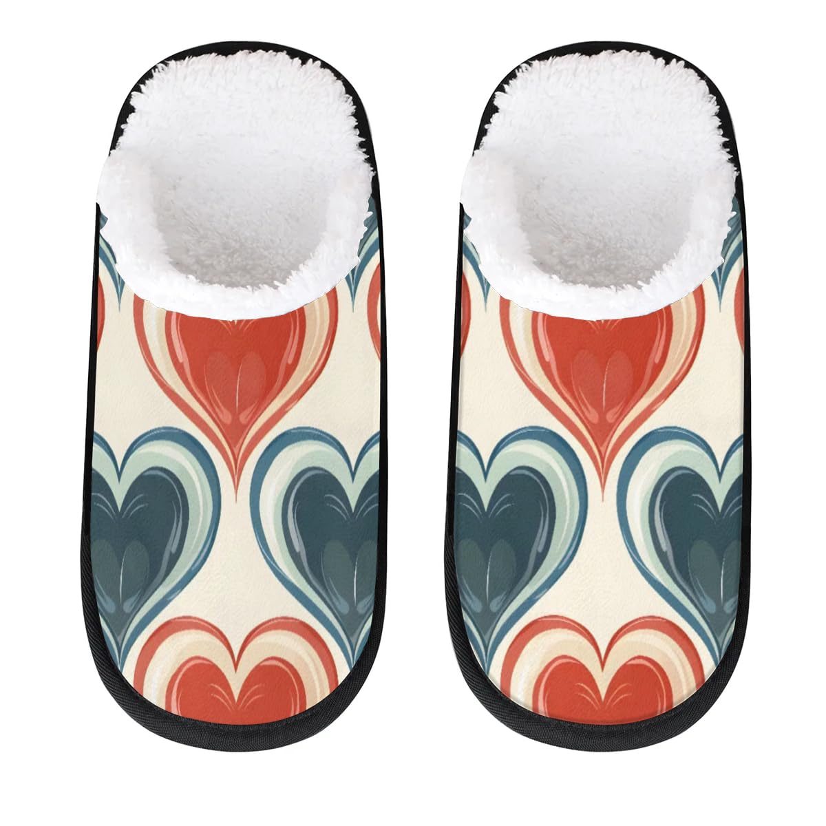 Hsnar Geometric Heart Shape Slippers for Women Soft Non-Slip Indoor Slippers Home Slippers for Bedroom Hotel Travel Spa, L
