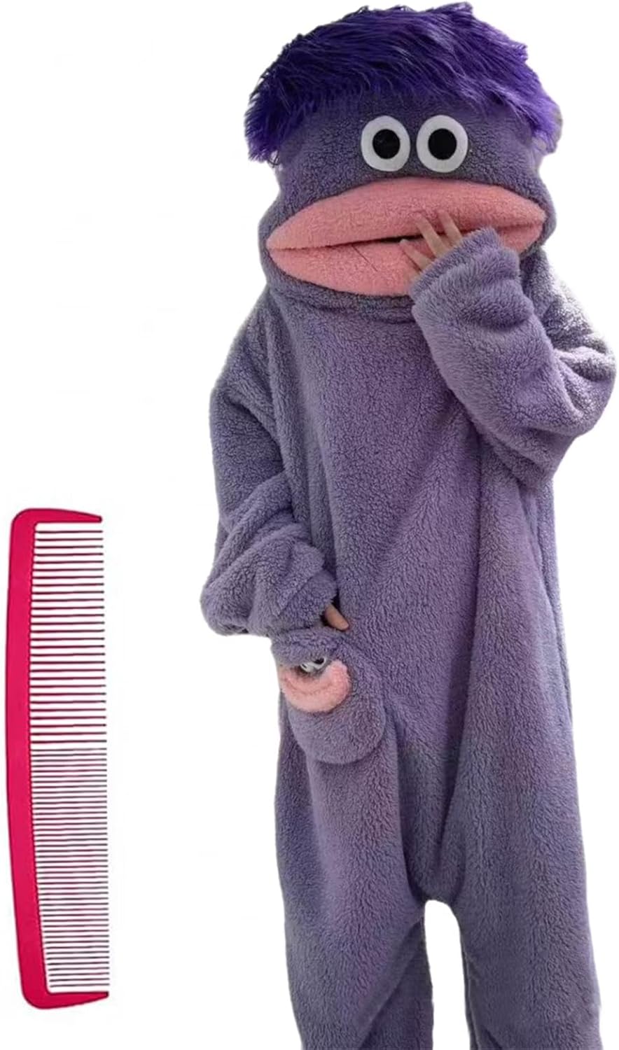 Big Mouth Monster New Funny Pajamas 2026 Hooded One Piece Fleece Plush Jumpsuit Silly Halloween Costumes