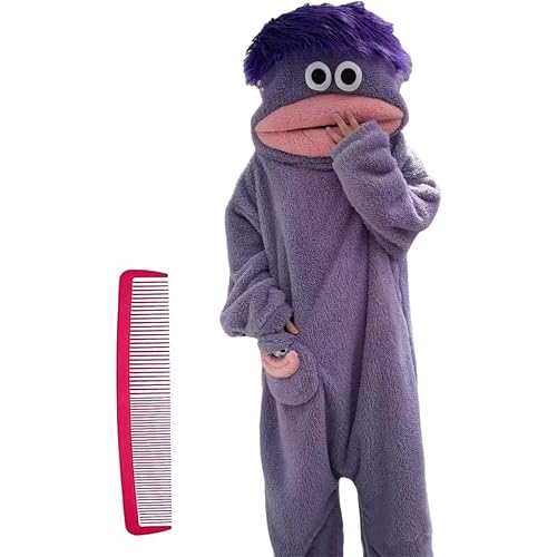 adult Silly Onesie Funny Monster Hooded One Piece Loungewear Fleece Pajamas Soft Plush（1 Comb Included）