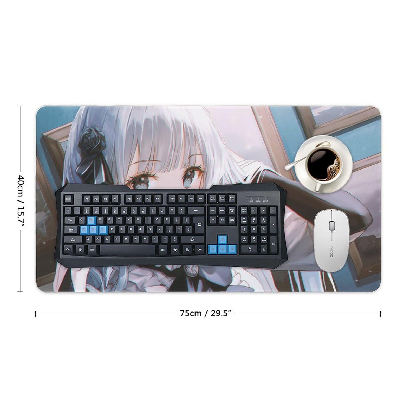 Amazon.co.jp：デスクマット マウスパッド 銀髪 ゴスロリ リボン 美