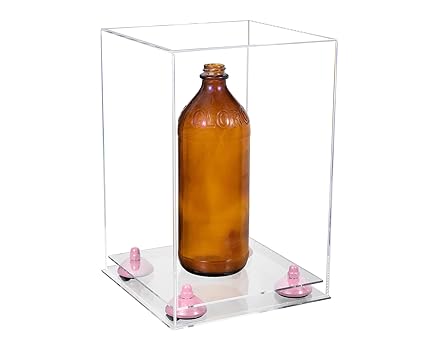 Better Display Cases Acrylic Versatile Display Case - Medium Square Box with Clear Case, Pink Risers, Clear Base 8