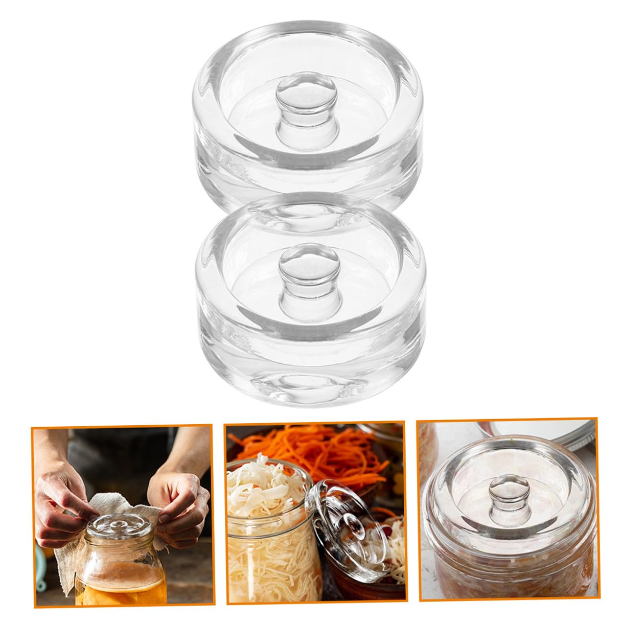 DOITOOL Pesas de Vidrio para Fermentación 2 Piezas Tamaño Compacto Material Vidrio Tapa para Frascos de Boca Ancha Uso en Fermentación de Alimentos Tarros Hogar Cocina