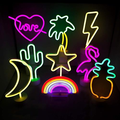 Miniatura 5 de Isaac Jacobs Lámpara de mesa LED verde neón de 11.5 x 5.75 pulgadas, base blanca, luz nocturna, para mesita de noche, decoración de dormitorio y