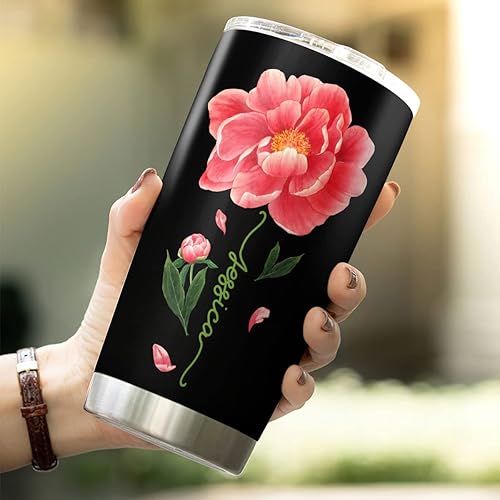 Vista 49 de CUBICER Vaso personalizado con aislamiento de lirio con tapa, nombre personalizado, regalos de Navidad para mujeres, amantes de las flores, vasos